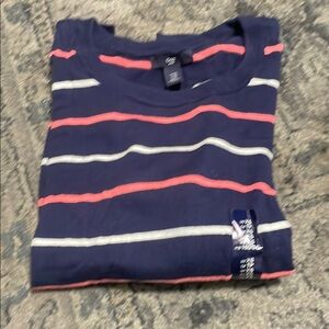 Gap Navy Striped T-Shirt with Pink and White Accents